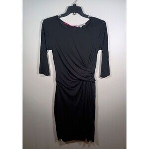 Boden Wrap Zip Drape Elbow Mesh Sleeves Midi Tencel Lined Stretch Black Size 8 R